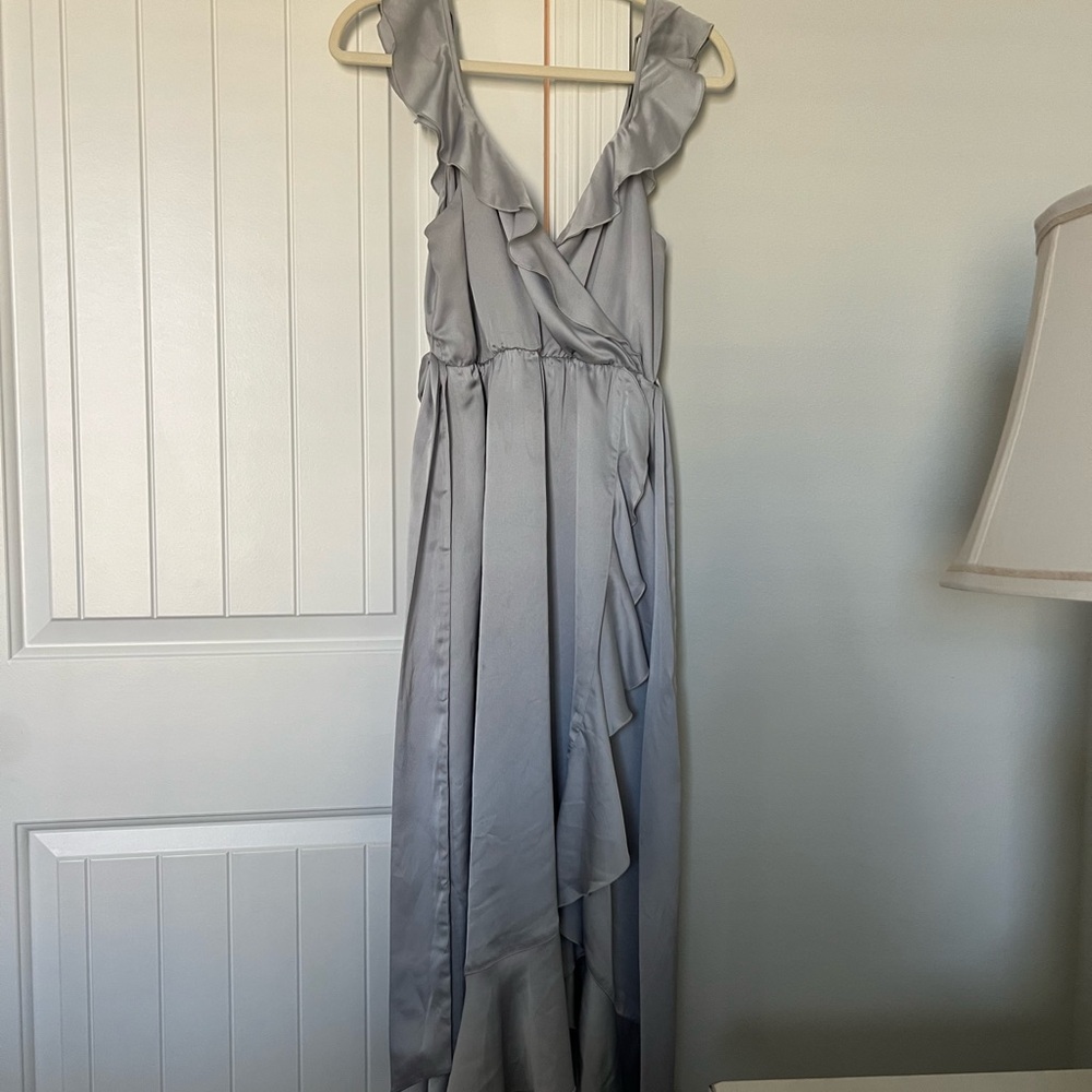 Elegant Gray Ruffle Dress
